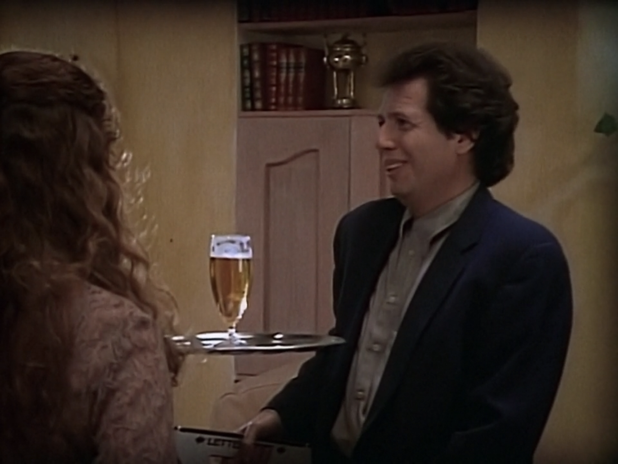 Garry Shandling, Megan Gallagher and a drink in The Party